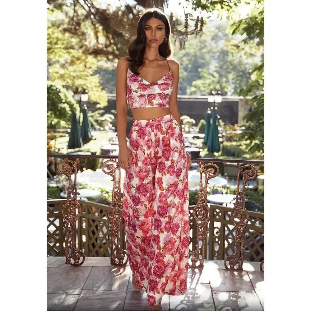Alamour The Label The Monaco Top & Pants Set Pink Size Small